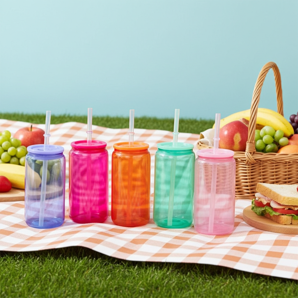 Colorful Glass Tumblers with Straws - 5 Vibrant Colors for Parties & Everyday Use - Durable & Safe Drinkware Set for Fun Sipping