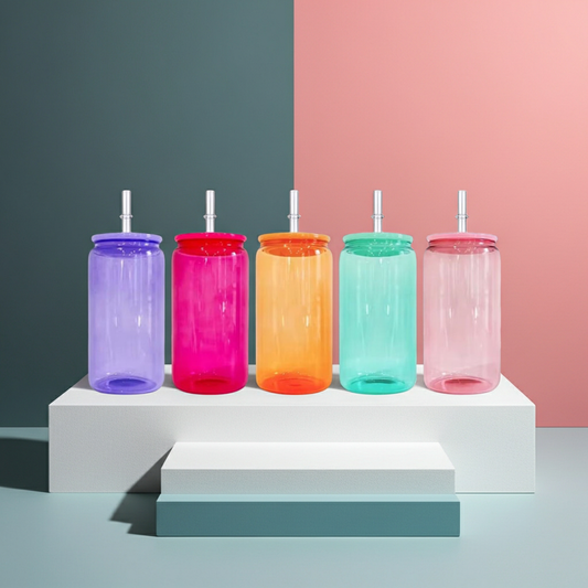 Colorful Glass Tumblers with Straws - 5 Vibrant Colors for Parties & Everyday Use - Durable & Safe Drinkware Set for Fun Sipping