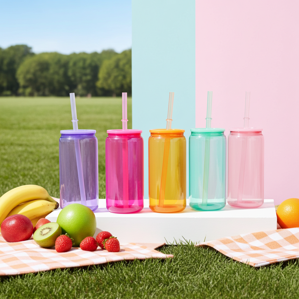 Colorful Glass Tumblers with Straws - 5 Vibrant Colors for Parties & Everyday Use - Durable & Safe Drinkware Set for Fun Sipping