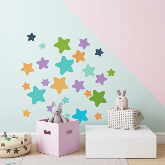 Colorful Star Wall Decals 96 Multicolor Vibrant Stars for Kids Room Decorations